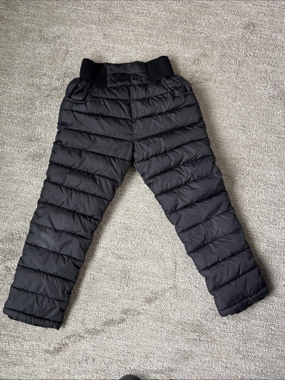 Kids Black Quilted Puffer Pull on Snow Pants - Insulated
